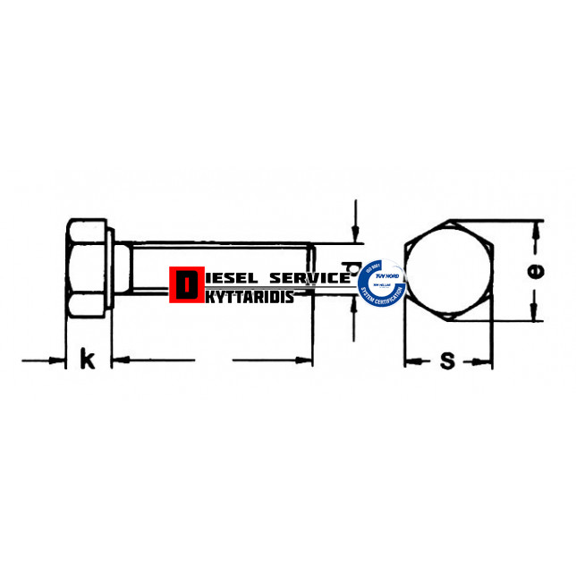 Βίδα 14*60*2.00 εξάγωνη μαύρη 14*60*2.00 8.8 DIN933