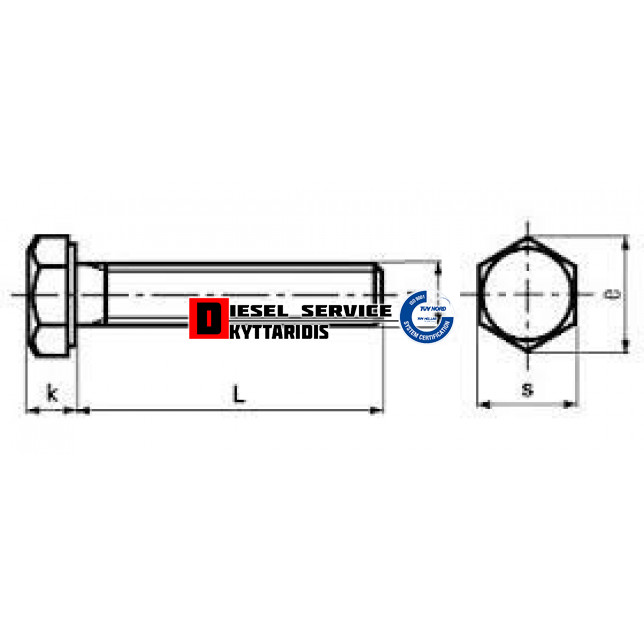 Βίδα ίντσας 7/16-3-14 εξάγωνη μαύρη DIN880 - 8.8