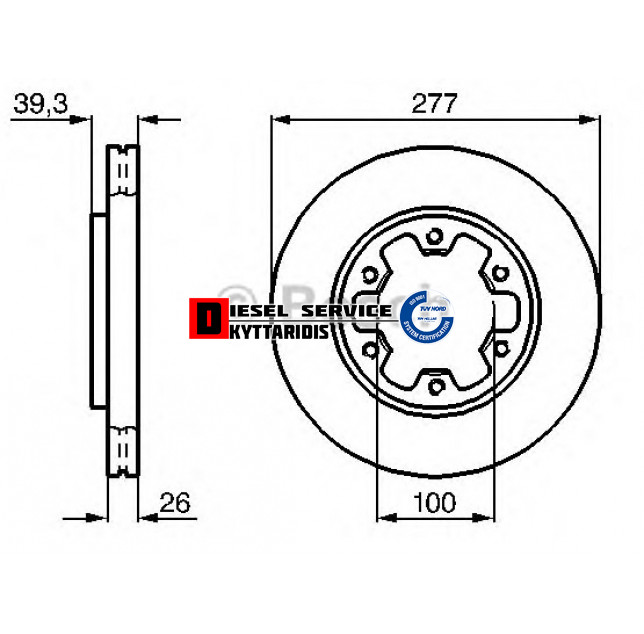 Δισκόπλακα εμπρόσθια Φ277*26