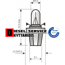Λάμπα 12V 1.2W Bx8.5d