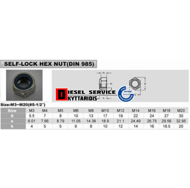 Παξιμάδι 10*1.25 ασφαλείας γαλβανιζέ 8.8 DIN985