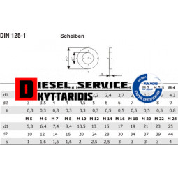 Ροδέλα Μ6 γαλβανιζέ DIN125