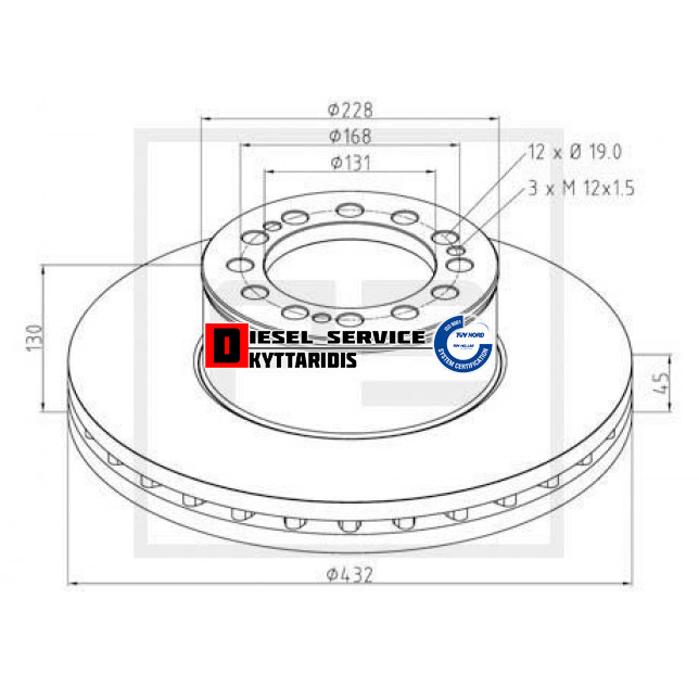 Δισκόπλακα εμπρόσθια Φ432mm