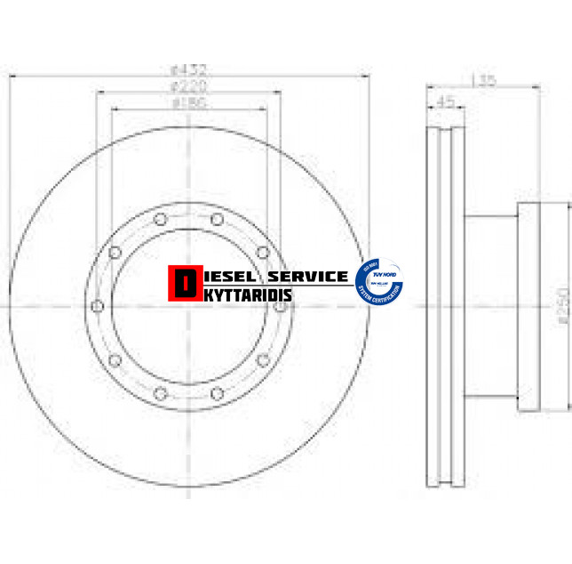 Δισκόπλακα εμπρόσθια Φ432*45