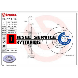Δισκόπλακες εμπρόσθιες Φ256x22mm