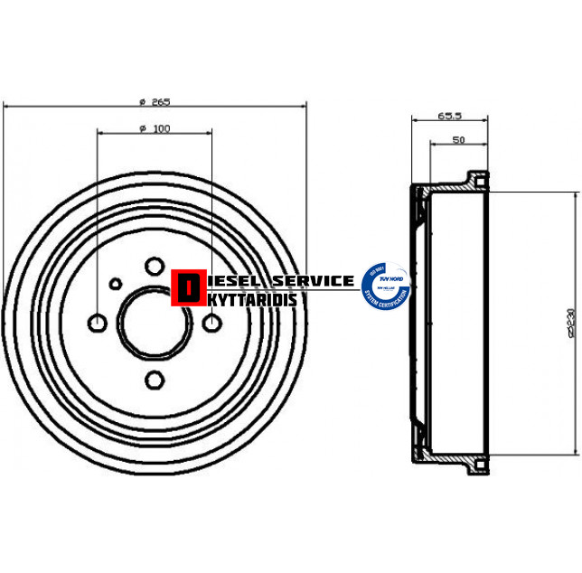 Ταμπούρο Φ230*50 οπίσθιο Ταμπούρο Φ230*50 οπίσθιο