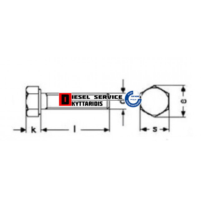 Βίδα εξάγωνη γαλβανιζέ 8*16  8.8 DIN933