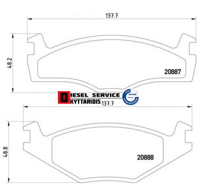 Τακάκια φρένου σετ ψιλά Τακάκια φρένου σετ ψιλά