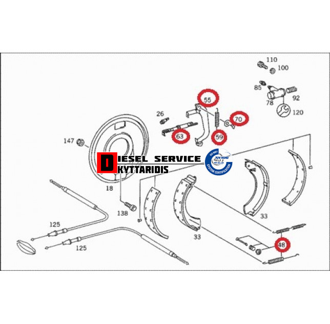 Ελατήρια φρένου σετ  (με μπρακέτο χειροφρένου) R+L