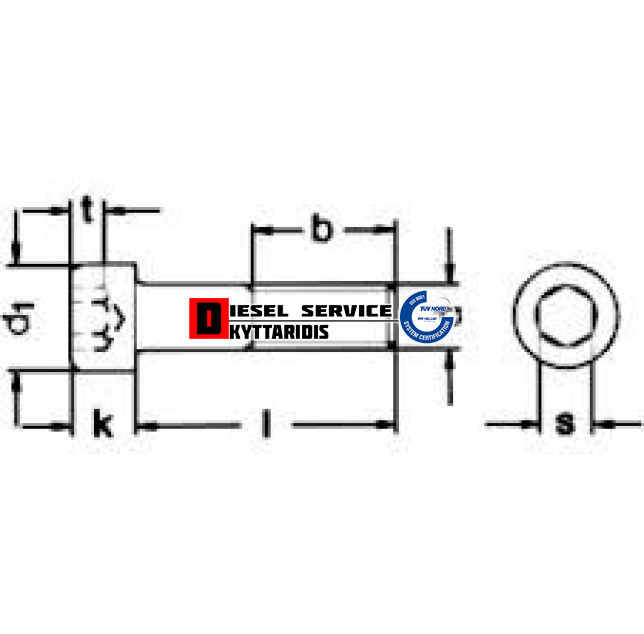 Βίδα άλλεν 8*140*1.25 μαύρη DIN912 - 8.8