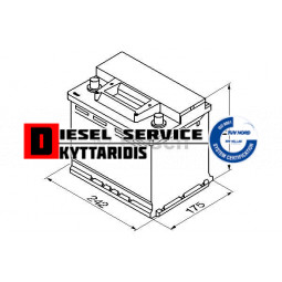 Μπαταρία 12V 56AH 480A Μ240*Π180*Υ190