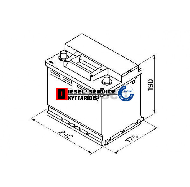 Μπαταρία 12V 56AH 480A Μ240*Π180*Υ190